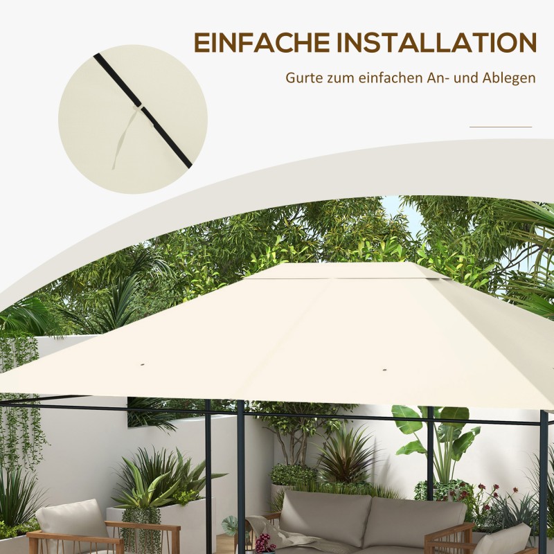 Paviljonkikatos varaosakatto 4 x 3 m polyesteri 397 x 297 cm kermanvalkoinen