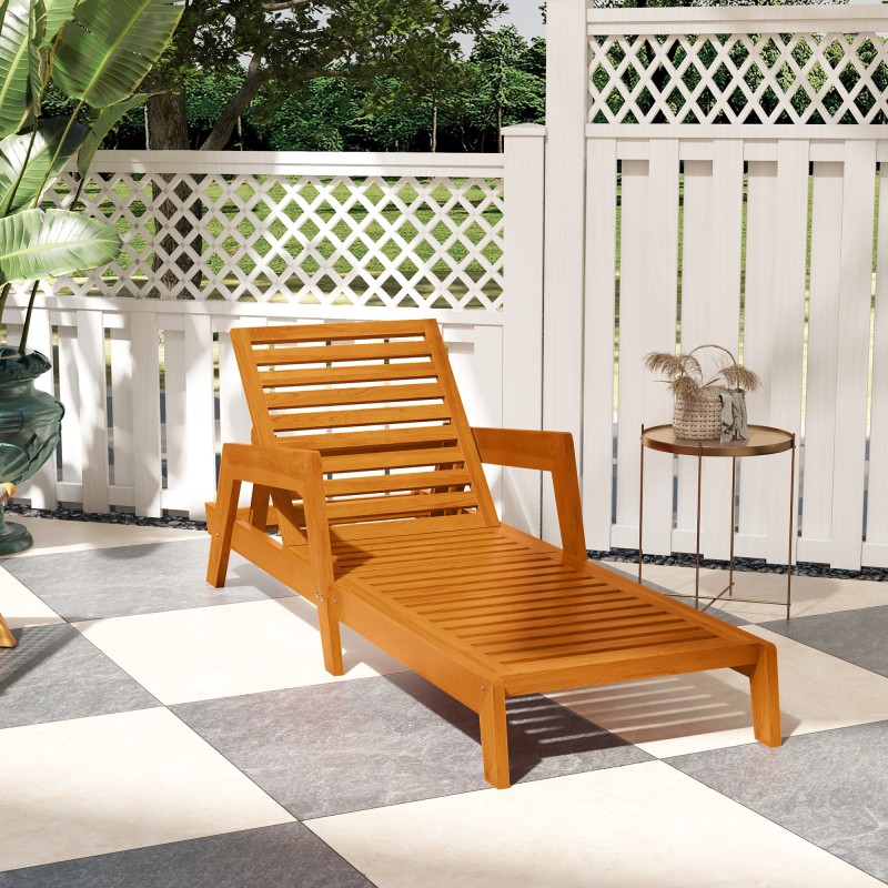 Aurinkotuoli puinen puutarhatuoli mänty 66 x 190 x 73,5 cm oranssi