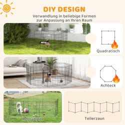 Lemmikkien koira-aitaus pennuille ja pienille koirille, metalli, 61 cm, sisä- ja ulkokäyttöön, musta