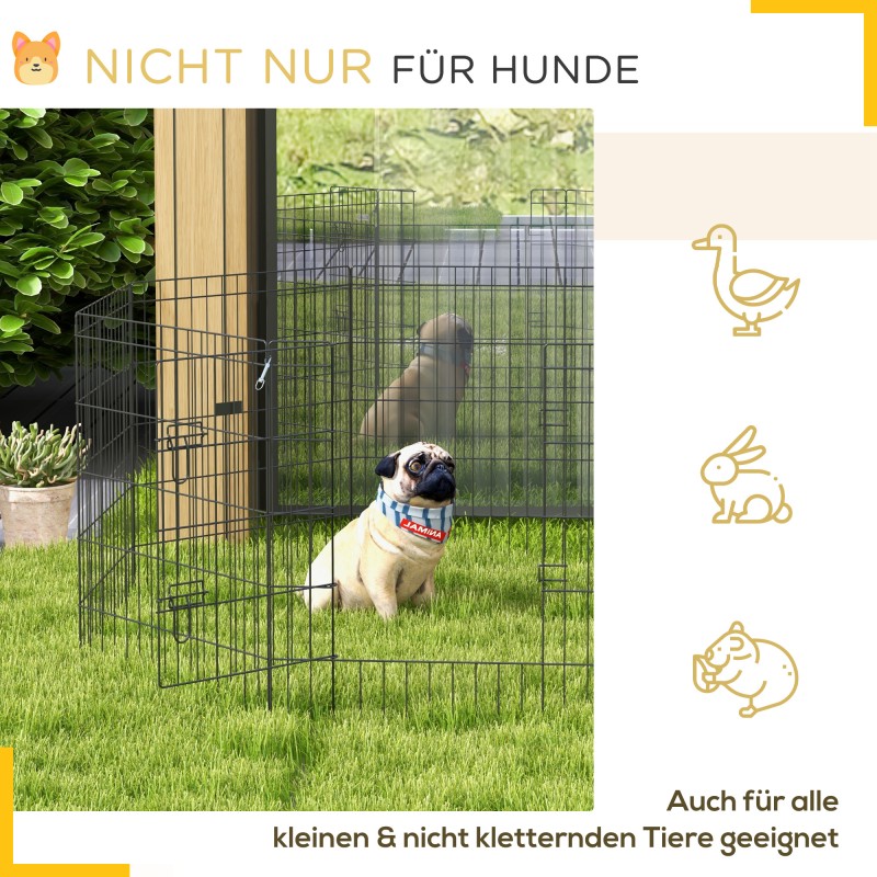 Lemmikkiaitaus koirille, metalli, sisä- ja ulkokäyttöön, paneelin koko 76 x 61 cm, musta