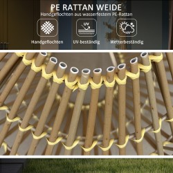 Aurinkokäyttöinen puutarhavalo PE-rottinki boho Ø31 x 32 cm keltainen IP44