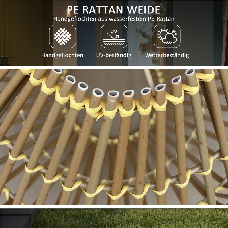 Aurinkokäyttöinen puutarhavalo PE-rottinki boho Ø31 x 32 cm keltainen IP44