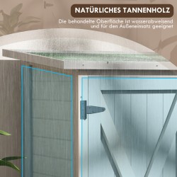 Puinen ulkosäilytyskaappi pihatyökaluille 110 x 55 x 117 cm, vaaleanharmaa