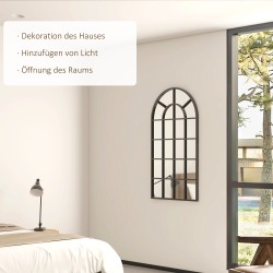 Seinäpeili kaareva ikkunaoptinen 65 x 110 cm alumiinikehys musta