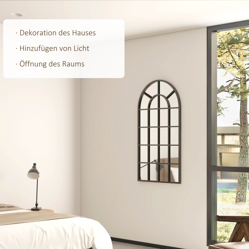 Seinäpeili kaareva ikkunaoptinen 65 x 110 cm alumiinikehys musta