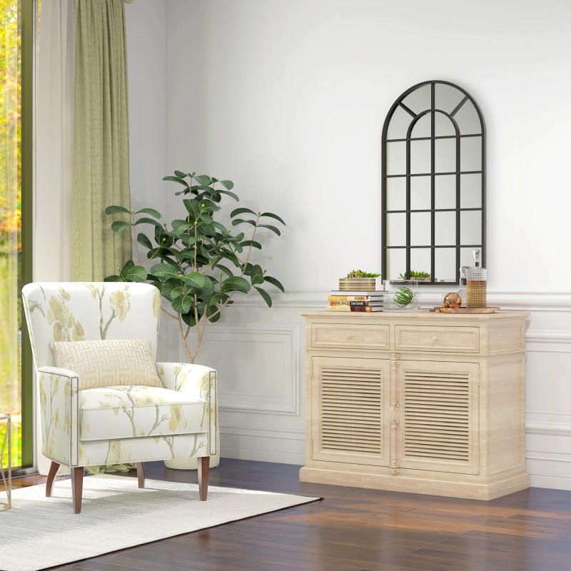 Seinäpeili kaareva ikkunaoptinen 65 x 110 cm alumiinikehys musta