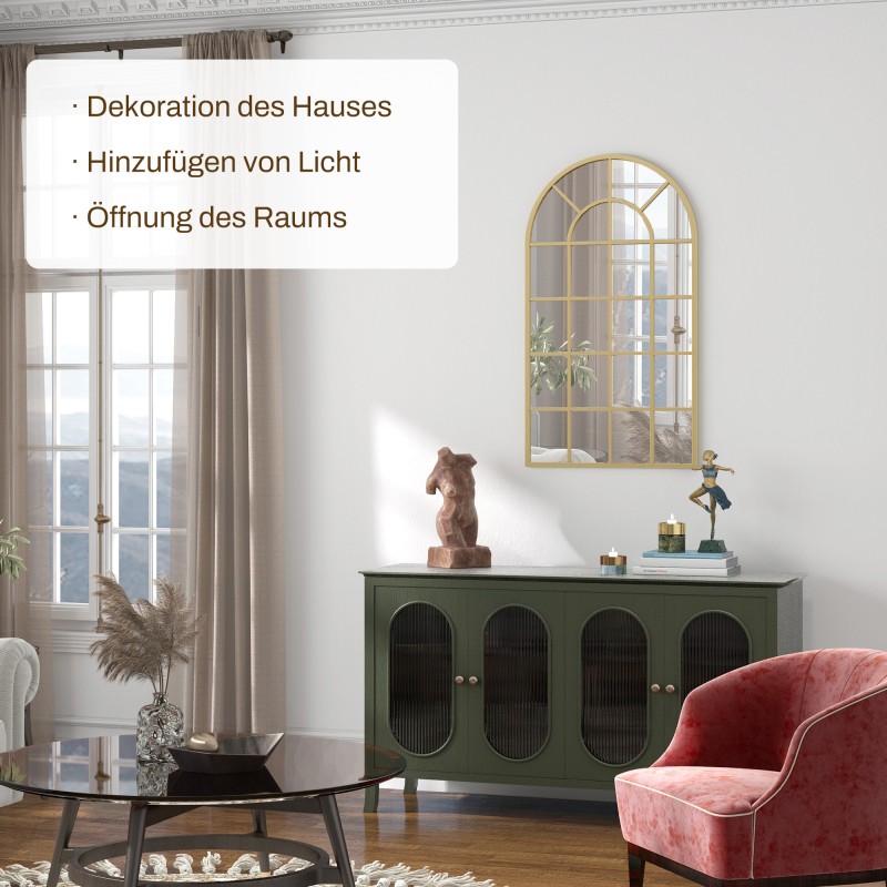 Seinäpeili kaari-ikkunamalli metallikehys 110 x 65 cm kulta