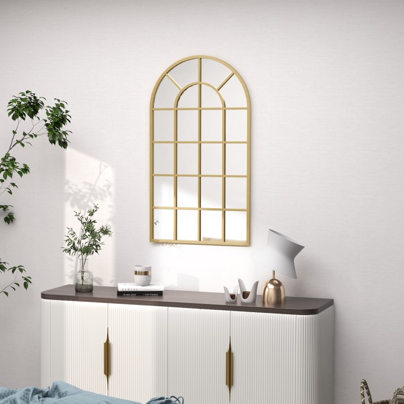 Seinäpeili kaari-ikkunamalli metallikehys 110 x 65 cm kulta