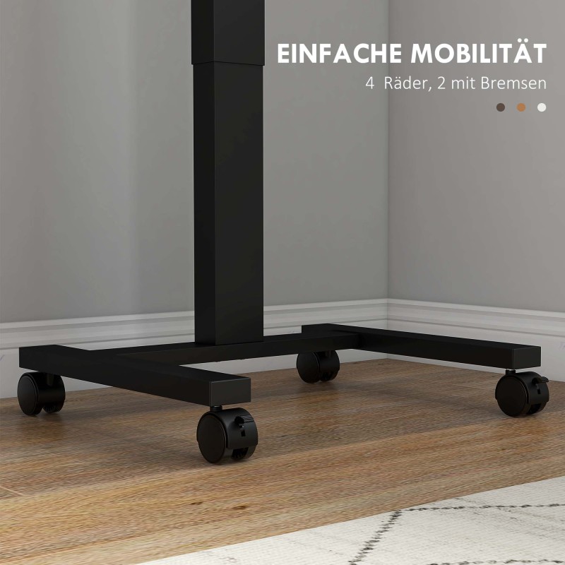 Säädettävä seisomapöytä / laptoppöytä pyörillä, 65 x 48 x 68–108 cm, rustiikinruskea / musta