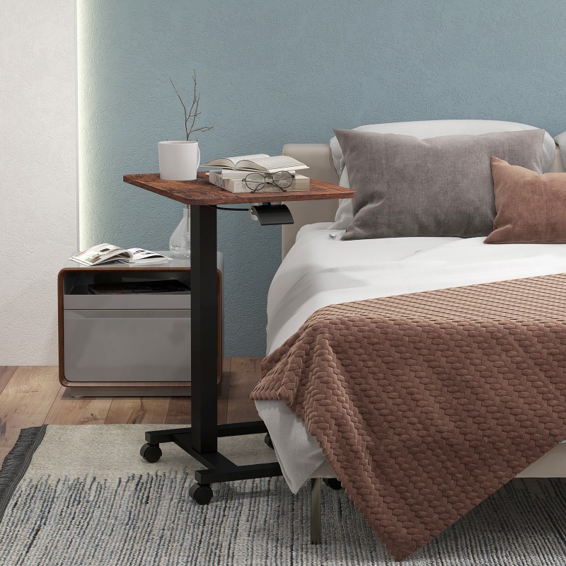 Säädettävä seisomapöytä / laptoppöytä pyörillä, 65 x 48 x 68–108 cm, rustiikinruskea / musta