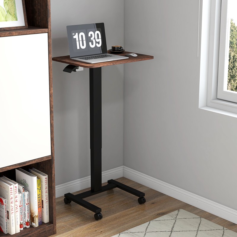 Säädettävä seisomapöytä / laptoppöytä pyörillä, 65 x 48 x 68–108 cm, rustiikinruskea / musta