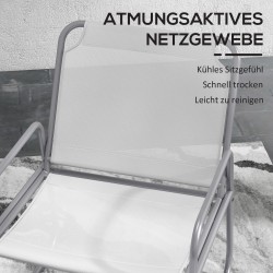 Puutarhakalustesetti ulkokäyttöön, teräs, pöytä Ø60 cm + 2 tuolia, 3-osainen, vaaleanharmaa