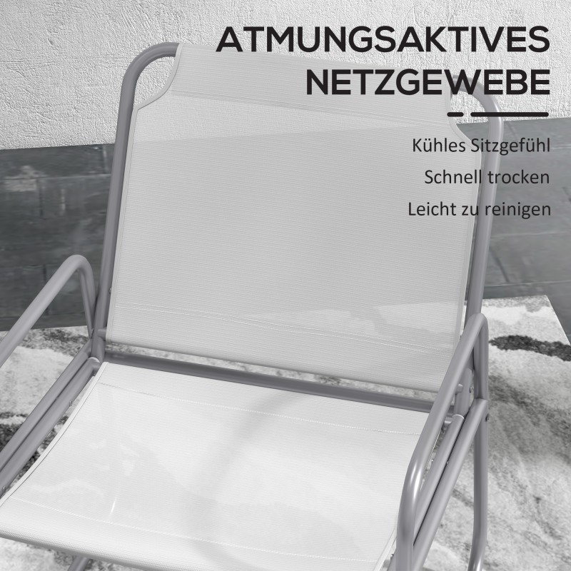 Puutarhakalustesetti ulkokäyttöön, teräs, pöytä Ø60 cm + 2 tuolia, 3-osainen, vaaleanharmaa