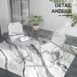 Puutarhakalustesetti ulkokäyttöön, teräs, pöytä Ø60 cm + 2 tuolia, 3-osainen, vaaleanharmaa