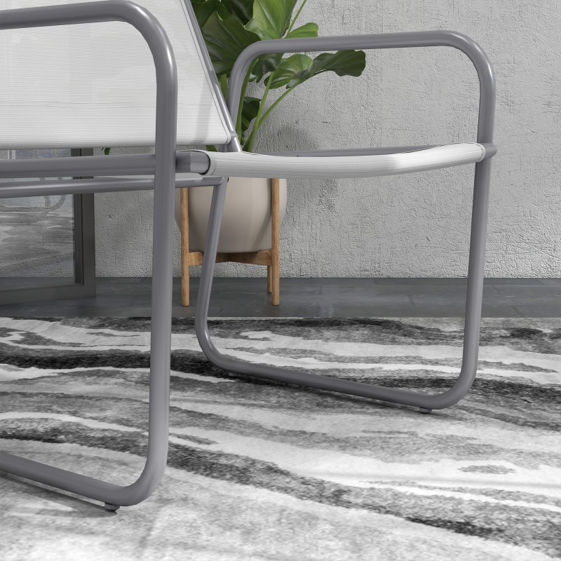 Puutarhakalustesetti ulkokäyttöön, teräs, pöytä Ø60 cm + 2 tuolia, 3-osainen, vaaleanharmaa