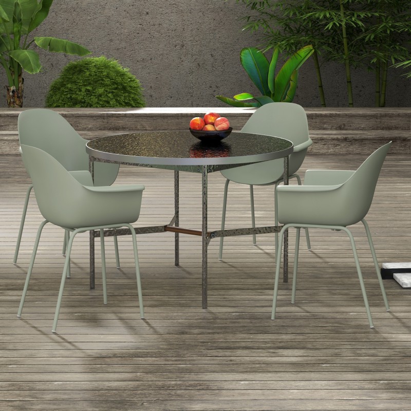 Puutarhatuoli ulkokäyttöön 4 kpl, teräs ja muovi, kantavuus 120 kg, vihreä