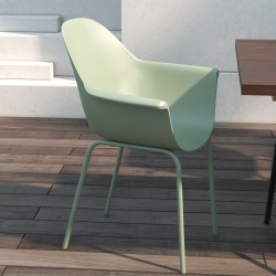 Puutarhatuoli ulkokäyttöön 4 kpl, teräs ja muovi, kantavuus 120 kg, vihreä