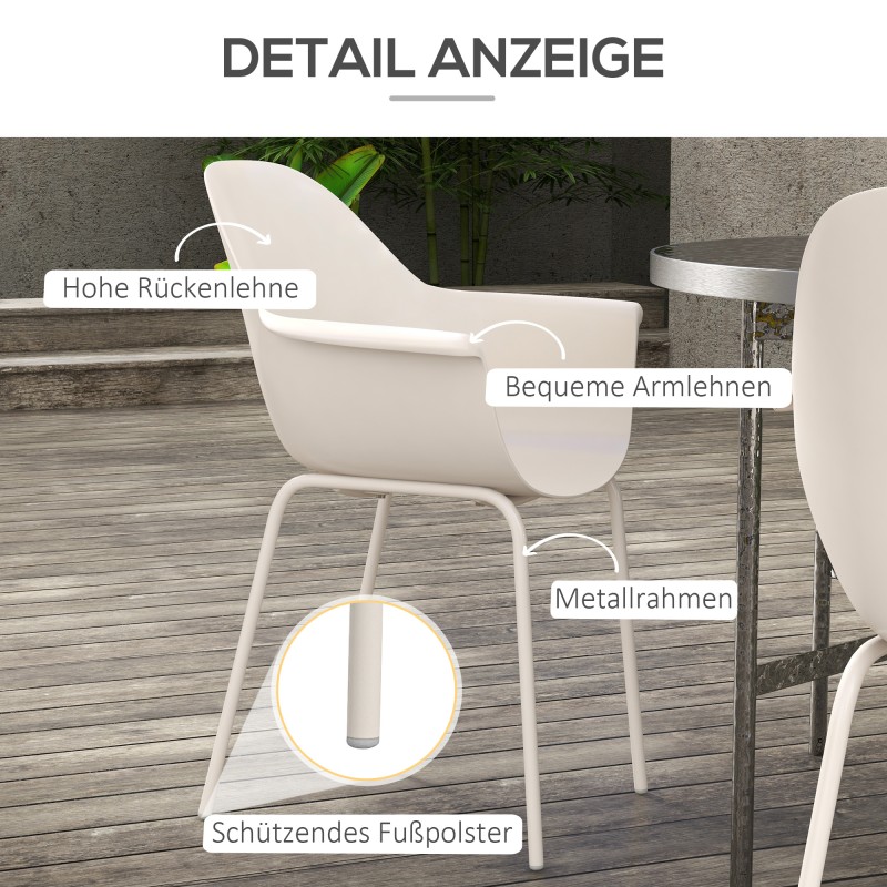 Ulkotuolit terassille 4 kpl, teräs ja muovi, 59 x 55 x 84 cm, harmaa