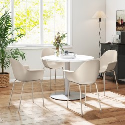 Ulkotuolit terassille 4 kpl, teräs ja muovi, 59 x 55 x 84 cm, harmaa