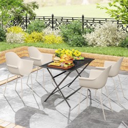 Ulkotuolit terassille 4 kpl, teräs ja muovi, 59 x 55 x 84 cm, harmaa