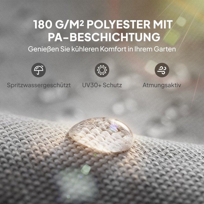 Pergolan kattokangas 3 x 3 m, UV-suoja, polyesteri 180 g/m², 2 paneelia, vaaleanharmaa