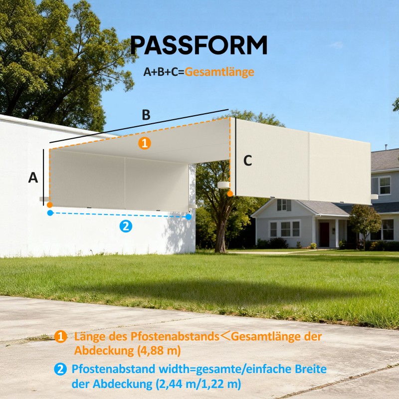 Pergolan varjokangas 3 x 3 m ulkokäyttöön, polyesteri 180 g/m², UV-suoja, cremevalkoinen