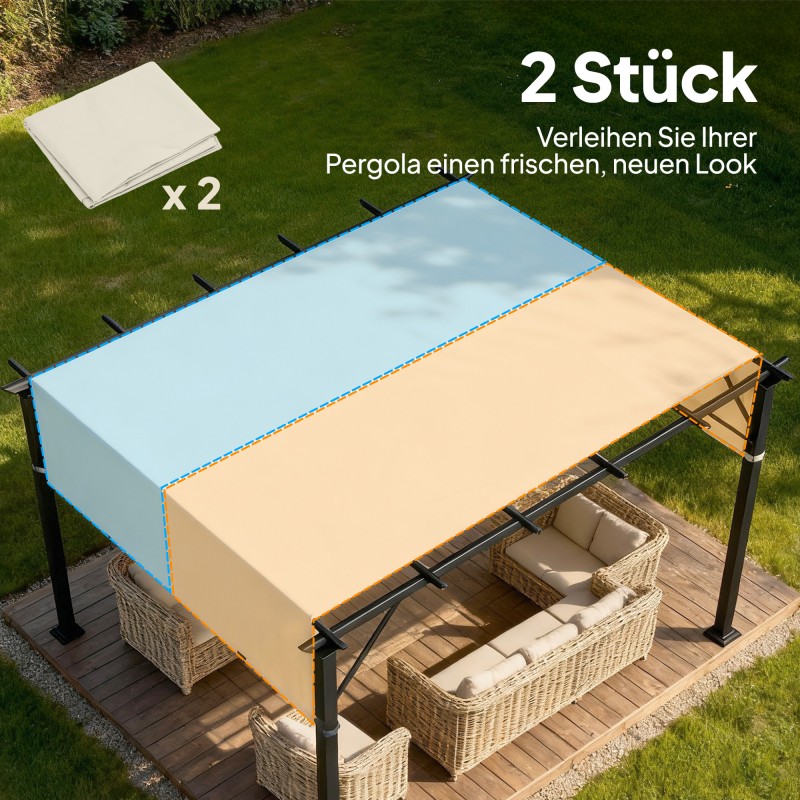 Pergolan varjokangas 3 x 3 m ulkokäyttöön, polyesteri 180 g/m², UV-suoja, cremevalkoinen