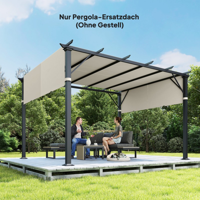 Pergolan varjokangas 3 x 3 m ulkokäyttöön, polyesteri 180 g/m², UV-suoja, cremevalkoinen