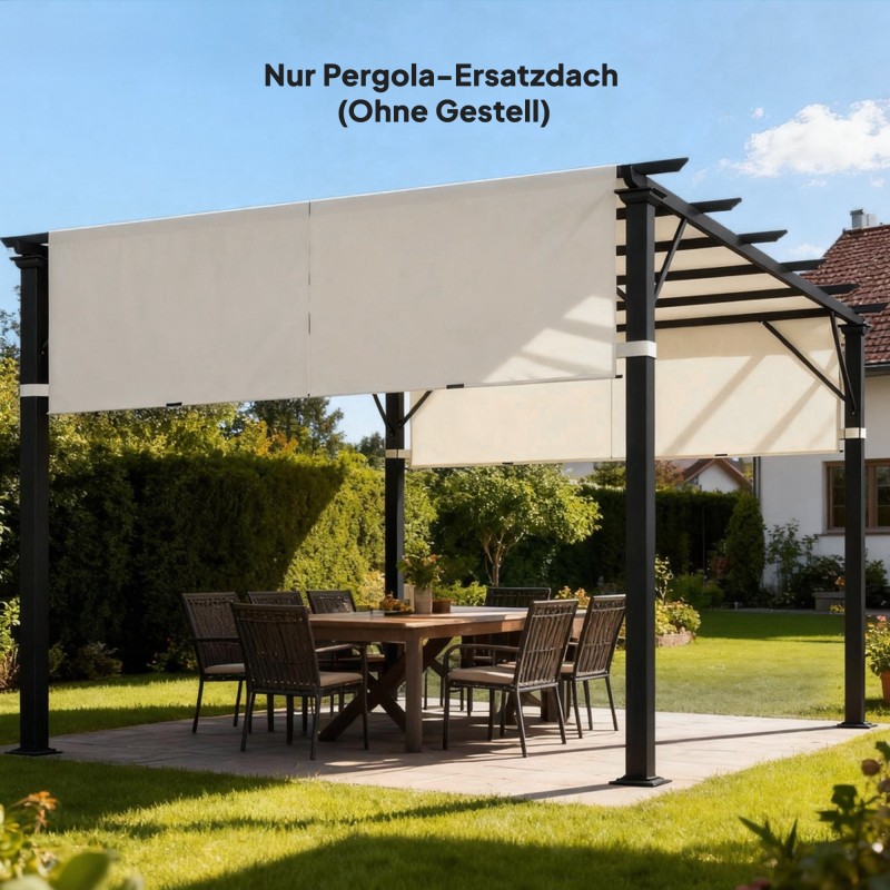 Pergolan varjokangas 3 x 3 m ulkokäyttöön, polyesteri 180 g/m², UV-suoja, cremevalkoinen