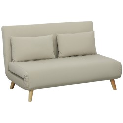 Vuodesohva 2 hengelle samettimainen kangas 130 x 78 x 79 cm beige 2 tyynyä mukana
