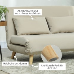 Vuodesohva 2 hengelle, samettimainen kangas, 130 x 78 x 79 cm, beige, 2 tyynyä mukana