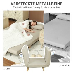 Vuodesohva 2 hengelle, samettimainen kangas, 130 x 78 x 79 cm, beige, 2 tyynyä mukana