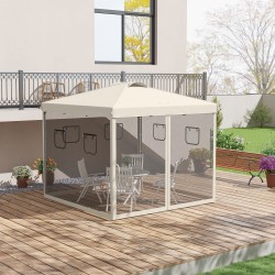 Taitettava paviljonki puutarhaan, metallirunko, UV30+ katos, 3 x 3 m, beige