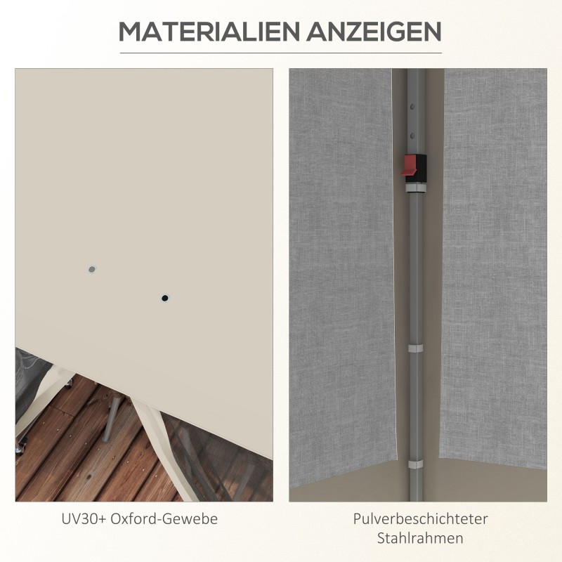 Taitettava paviljonki puutarhaan, metallirunko, UV30+ katos, 3 x 3 m, beige