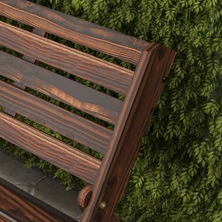 Puutarhapenkki 2 hengelle, kuusipuu, taitettava, karbonisoitu, 122 x 63 x 83 cm