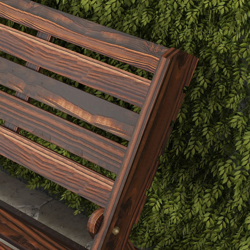 Puutarhapenkki 2 hengelle, kuusipuu, taitettava, karbonisoitu, 122 x 63 x 83 cm