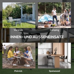 Taitettava ulkosivupöytä karkaistua lasia Ø45x50 cm musta