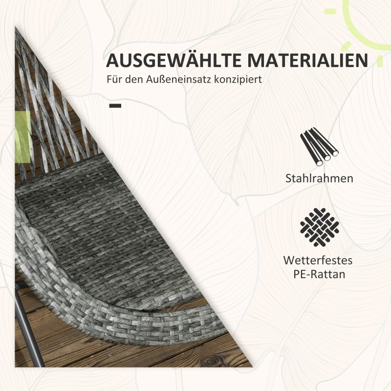 Pihakalustesetti 3-osainen, teräs ja polyrottinki, 2 taittotuolia ja pyöreä pöytä, harmaa