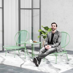 Bistrosetti ulkokäyttöön 3-osainen polyrottinki teräsrunko vihreä
