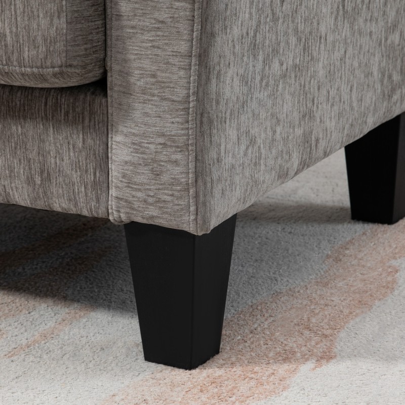 Kulmasohva L-muotoinen käännettävällä lepotuolilla, chenille-kangas, 186 x 130 x 84 cm, harmaanruskea