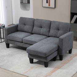 L-muotoinen kulmasohva chaiselongue-osalla, kangas, 186 x 130 cm, tummanharmaa