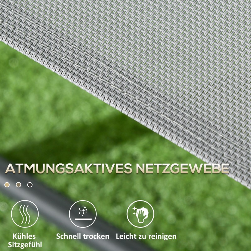 Ulkobistrosetti parvekkeelle 3-osainen teräs/lasipöytä ja 2 taittotuolia, vaaleanharmaa