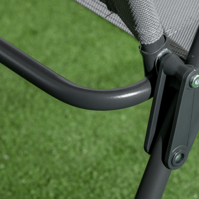 Ulkobistrosetti parvekkeelle 3-osainen teräs/lasipöytä ja 2 taittotuolia, vaaleanharmaa