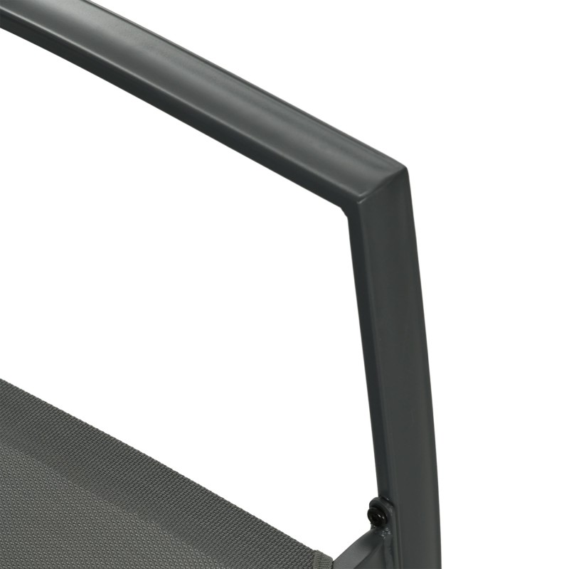 Puutarhan ruokailuryhmä ulos, teräs ja verkkokangas, pöytä 150 x 87 x 72 cm + 4 pinottavaa tuolia, harmaa