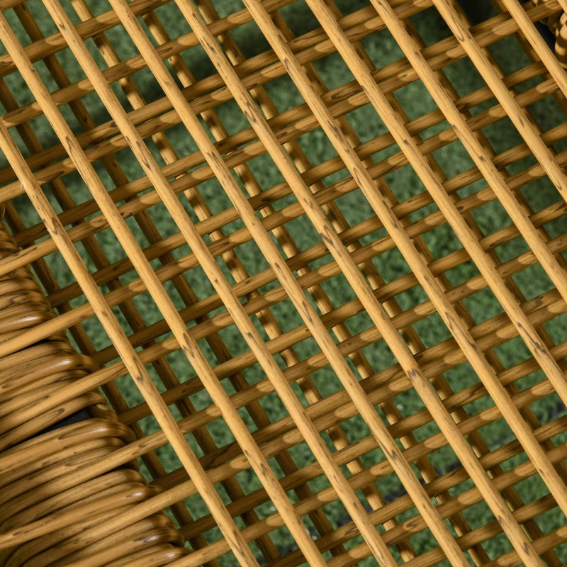 Polyrottinki puutarhatuoli ja rahi, säädettävä selkänoja, pehmusteet, vaalea ruskea/harmaa/musta