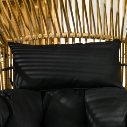 Rottinkityylinen ulkotuoli parvekkeelle ja puutarhaan, teräs ja PE-rottinki, 89 x 75 x 143 cm, hiekka/musta