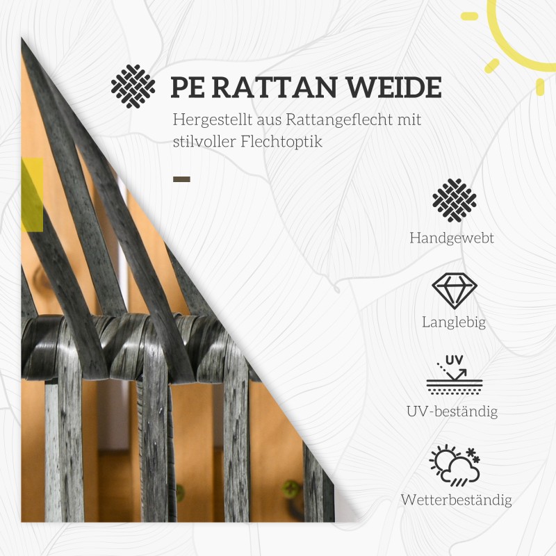 Ulkotuoli rottinkityylinen PE-rottinki teräsrunko 89x75x143 cm harmaa-musta