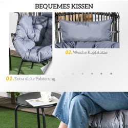 Ulkotuoli rottinkityylinen PE-rottinki teräsrunko 89x75x143 cm harmaa-musta