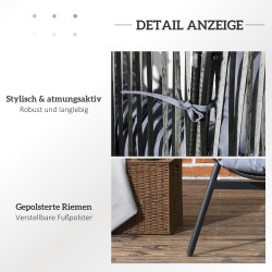 Ulkotuoli rottinkityylinen PE-rottinki teräsrunko 89x75x143 cm harmaa-musta