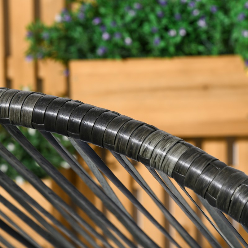 Ulkotuoli rottinkityylinen PE-rottinki teräsrunko 89x75x143 cm harmaa-musta